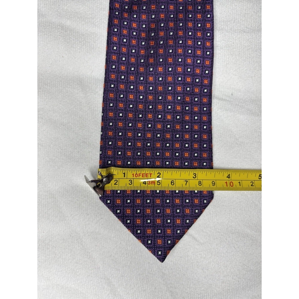 Brooks Brothers Makers and Merchants Silk Tie Purple Geometric Print Made in USA - Picture 5 of 5